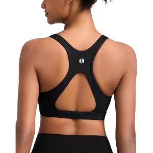 imageRUNNING GIRL High Impact Sports Bras for WomenSquare Neck High Support Bra Moulded Cup Racerback Workout BraAblack