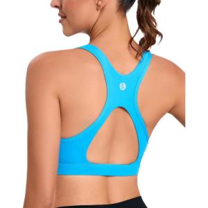 imageRUNNING GIRL High Impact Sports Bras for WomenSquare Neck High Support Bra Moulded Cup Racerback Workout BraAbright Blue