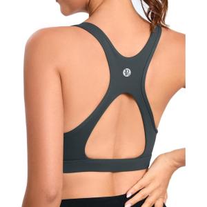 imageRUNNING GIRL High Impact Sports Bras for WomenSquare Neck High Support Bra Moulded Cup Racerback Workout BraAdark Grey