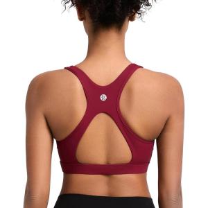 imageRUNNING GIRL High Impact Sports Bras for WomenSquare Neck High Support Bra Moulded Cup Racerback Workout BraAwinedred