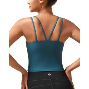 imageRUNNING GIRL Yoga Tank Tops for Women Built in Shelf Bra BC Cups Strappy Back Activewear Workout Compression TopsZdark Blue