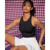 imageRUNNING GIRL Sports Bras for Women High Impact Seamless Ribbed Longline High Neck Workout Crop Tank TopsAblack