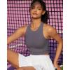 imageRUNNING GIRL Sports Bras for Women High Impact Seamless Ribbed Longline High Neck Workout Crop Tank TopsAdark Grey