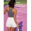 imageRUNNING GIRL Sports Bras for Women High Impact Seamless Ribbed Longline High Neck Workout Crop Tank TopsAdark Grey
