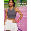 imageRUNNING GIRL Sports Bras for Women High Impact Seamless Ribbed Longline High Neck Workout Crop Tank TopsAdark Grey