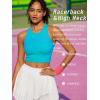 imageRUNNING GIRL Sports Bras for Women High Impact Seamless Ribbed Longline High Neck Workout Crop Tank TopsAteal Lagoon