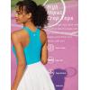 imageRUNNING GIRL Sports Bras for Women High Impact Seamless Ribbed Longline High Neck Workout Crop Tank TopsAteal Lagoon