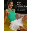 imageRUNNING GIRL Sports Bras for Women High Impact Seamless Ribbed Longline High Neck Workout Crop Tank TopsBbright Green