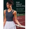 imageRUNNING GIRL Sports Bras for Women High Impact Seamless Ribbed Longline High Neck Workout Crop Tank TopsBdark Grey