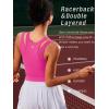 imageRUNNING GIRL Sports Bras for Women High Impact Seamless Ribbed Longline High Neck Workout Crop Tank TopsBhot Pink