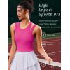 imageRUNNING GIRL Sports Bras for Women High Impact Seamless Ribbed Longline High Neck Workout Crop Tank TopsBhot Pink