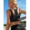 imageRUNNING GIRL Sports Bras for Women High SupportSeamless Ribbed Longline High Neck Sports Bra Racerback Padded Crop Top YogaAblack