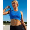 imageRUNNING GIRL Sports Bras for Women High SupportSeamless Ribbed Longline High Neck Sports Bra Racerback Padded Crop Top YogaAbright Blue