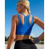 imageRUNNING GIRL Sports Bras for Women High SupportSeamless Ribbed Longline High Neck Sports Bra Racerback Padded Crop Top YogaAbright Blue