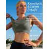 imageRUNNING GIRL Sports Bras for Women High SupportSeamless Ribbed Longline High Neck Sports Bra Racerback Padded Crop Top YogaAdark Green