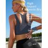 imageRUNNING GIRL Sports Bras for Women High SupportSeamless Ribbed Longline High Neck Sports Bra Racerback Padded Crop Top YogaAdark Grey
