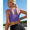 imageRUNNING GIRL Sports Bras for Women High SupportSeamless Ribbed Longline High Neck Sports Bra Racerback Padded Crop Top YogaApurple