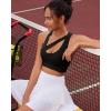 imageRUNNING GIRL Sports Bras for Women High SupportSeamless Ribbed Longline High Neck Sports Bra Racerback Padded Crop Top YogaBblack
