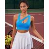 imageRUNNING GIRL Sports Bras for Women High SupportSeamless Ribbed Longline High Neck Sports Bra Racerback Padded Crop Top YogaBblue