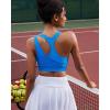 imageRUNNING GIRL Sports Bras for Women High SupportSeamless Ribbed Longline High Neck Sports Bra Racerback Padded Crop Top YogaBblue