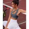 imageRUNNING GIRL Sports Bras for Women High SupportSeamless Ribbed Longline High Neck Sports Bra Racerback Padded Crop Top YogaBgrey
