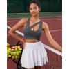 imageRUNNING GIRL Sports Bras for Women High SupportSeamless Ribbed Longline High Neck Sports Bra Racerback Padded Crop Top YogaBgrey