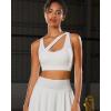 imageRUNNING GIRL Sports Bras for Women High SupportSeamless Ribbed Longline High Neck Sports Bra Racerback Padded Crop Top YogaBwhite