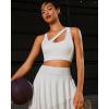 imageRUNNING GIRL Sports Bras for Women High SupportSeamless Ribbed Longline High Neck Sports Bra Racerback Padded Crop Top YogaBwhite