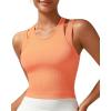 imageRUNNING GIRL Sports Bras for Women High Impact Seamless Ribbed Longline High Neck Workout Crop Tank TopsBlight Orange