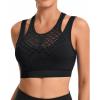 imageRUNNING GIRL Sports Bras for Women High SupportSeamless Ribbed Longline High Neck Sports Bra Racerback Padded Crop Top YogaAblack