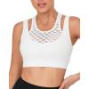 imageRUNNING GIRL Sports Bras for Women High SupportSeamless Ribbed Longline High Neck Sports Bra Racerback Padded Crop Top YogaAwhite