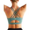 imageSports Bras for WomenPadded Sports Bra Tank Top Sexy Crisscross Back High Impact Longline Workout Yoga BraAsh Green