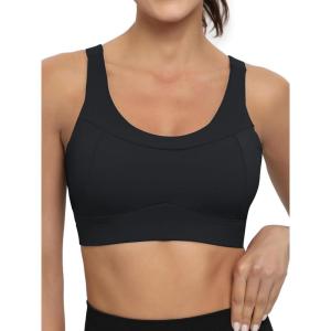 imageRUNNING GIRL High Impact Sports Bras for WomenRacerback Running Bra Workout Crop Tank Tops Longline Sports Bra Push upBlack