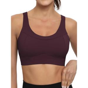 imageRUNNING GIRL High Impact Sports Bras for WomenRacerback Running Bra Workout Crop Tank Tops Longline Sports Bra Push upDdeep Taupe