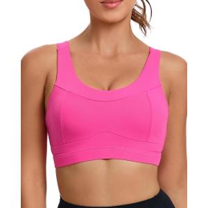 imageRUNNING GIRL High Impact Sports Bras for WomenRacerback Running Bra Workout Crop Tank Tops Longline Sports Bra Push upDhot Pink