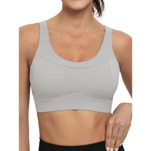imageRUNNING GIRL High Impact Sports Bras for WomenRacerback Running Bra Workout Crop Tank Tops Longline Sports Bra Push upDice Grey