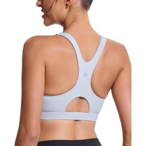 imageRUNNING GIRL High Impact Sports Bras for WomenRacerback Running Bra Workout Crop Tank Tops Longline Sports Bra Push upEicy Grey