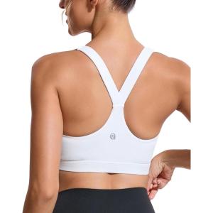 imageRUNNING GIRL High Impact Sports Bras for WomenRacerback Running Bra Workout Crop Tank Tops Longline Sports Bra Push upGwhite