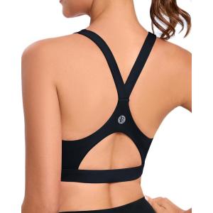 imageRUNNING GIRL High Impact Sports Bras for WomenRacerback Running Bra Workout Crop Tank Tops Longline Sports Bra Push upYblack