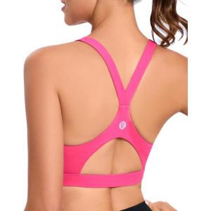 imageRUNNING GIRL High Impact Sports Bras for WomenRacerback Running Bra Workout Crop Tank Tops Longline Sports Bra Push upYhot Pink