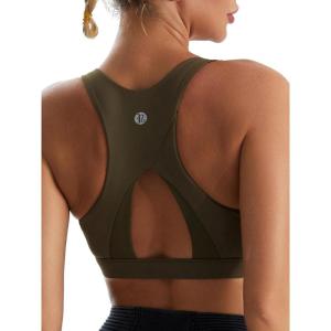 imageRUNNING GIRL High Impact Sports Bras for WomenRacerback Running Bra Workout Crop Tank Tops Longline Sports Bra Push upZoak Brown
