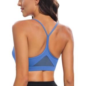 imageRUNNING GIRL YBack Sports Bras for Women Medium Impact Wirefree Padded Bra Workout Crop Top Longline Sports Bra Push upBlue