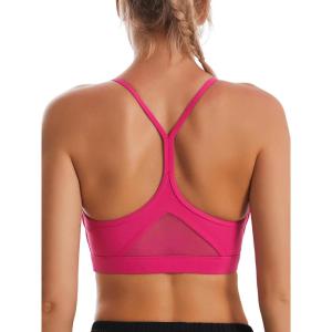 imageRUNNING GIRL YBack Sports Bras for Women Medium Impact Wirefree Padded Bra Workout Crop Top Longline Sports Bra Push upBright Pink