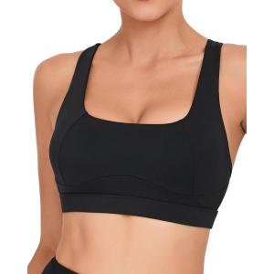 imageRUNNING GIRL YBack Sports Bras for Women Medium Impact Wirefree Padded Bra Workout Crop Top Longline Sports Bra Push upDblack