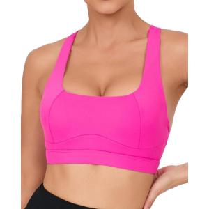 imageRUNNING GIRL YBack Sports Bras for Women Medium Impact Wirefree Padded Bra Workout Crop Top Longline Sports Bra Push upDpink