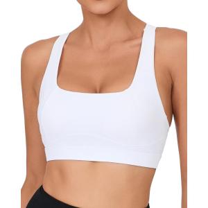 imageRUNNING GIRL YBack Sports Bras for Women Medium Impact Wirefree Padded Bra Workout Crop Top Longline Sports Bra Push upDwhite