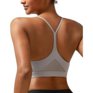 imageRUNNING GIRL YBack Sports Bras for Women Medium Impact Wirefree Padded Bra Workout Crop Top Longline Sports Bra Push upIcy Grey