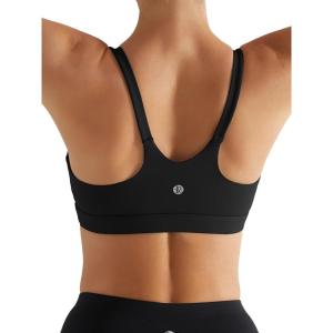 imageRUNNING GIRL YBack Sports Bras for Women Medium Impact Wirefree Padded Bra Workout Crop Top Longline Sports Bra Push upYblack