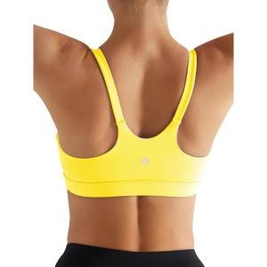 imageRUNNING GIRL YBack Sports Bras for Women Medium Impact Wirefree Padded Bra Workout Crop Top Longline Sports Bra Push upYyellow