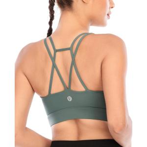 imageSports Bras for WomenPadded Sports Bra Tank Top Sexy Crisscross Back High Impact Longline Workout Yoga Bra1ash Green